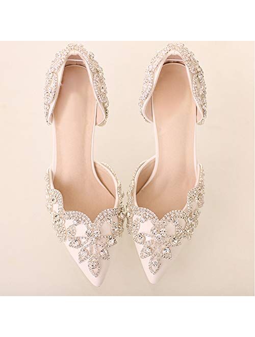 Women's Stiletto High Heel Dress Pumps Pointy Toe Bridal Wedding Evening Party Shoes with Rhinestone, 3.15" Heel