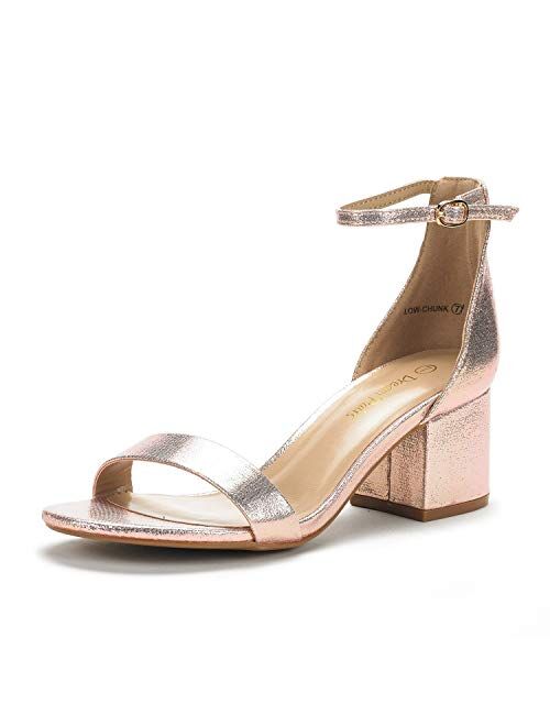 DREAM PAIRS Women's Low-Chunk Low Heel Pump Sandals