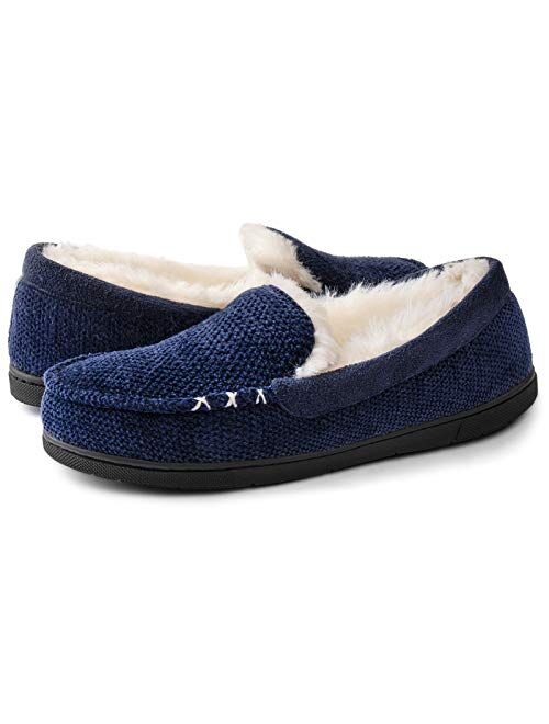 RockDove Women's Chenille Faux Fur Lined Moc Slipper