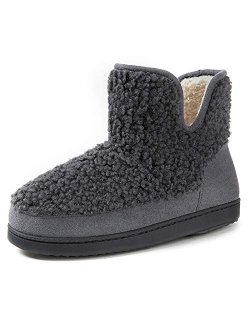 Women's Fuzzy Fleece House Bootie Memory Foam Slipper with Rubber Sole