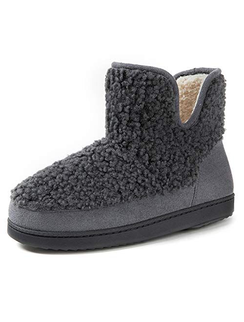 RockDove Women's Fuzzy Fleece House Bootie Memory Foam Slipper with Rubber Sole