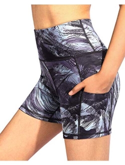 G4Free Women's High Waist Yoga Shorts with Pockets 4" Workout Biker Shorts Non See Through Gym Short Legging Running Pants