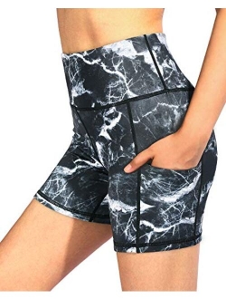 G4Free Women's High Waist Yoga Shorts with Pockets 4" Workout Biker Shorts Non See Through Gym Short Legging Running Pants