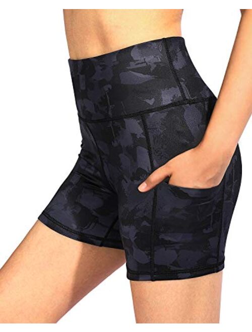 Women's Naked Feeling Biker Shorts - 5 Inches High Waisted Gym Running  Compression Spandex Shorts Side Pockets 