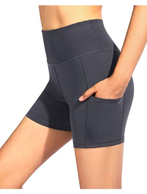 G4Free Women's High Waist Yoga Shorts with Pockets 4" Workout Biker Shorts Non See Through Gym Short Legging Running Pants