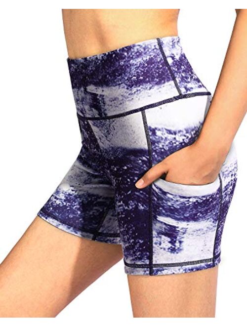 G4Free Women's High Waist Yoga Shorts with Pockets 4" Workout Biker Shorts Non See Through Gym Short Legging Running Pants