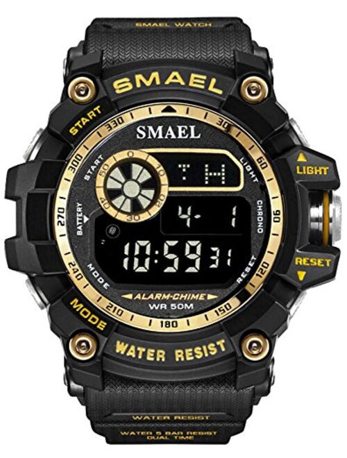 Mens Digital Sports Watches Multifunctional 50M Waterproof LED Alarm Backlight Watch