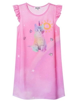 Girls Nightgowns Unicorn/Mermaid Pajamas Cotton Sleepwear Night Dresses