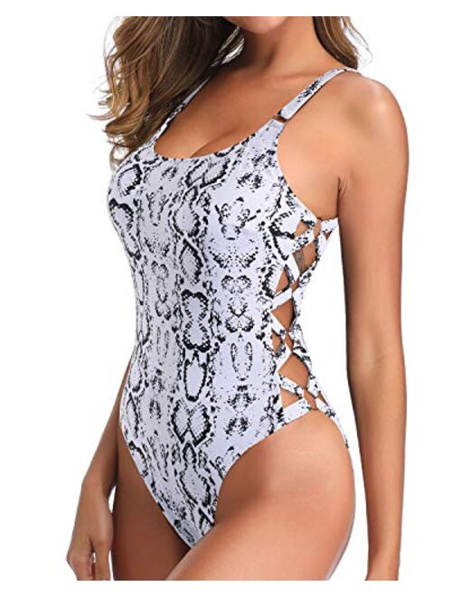 Tempt Me Women One Piece Bathing Suit Slimming Crisscross Lace Up Sexy Swimsuits