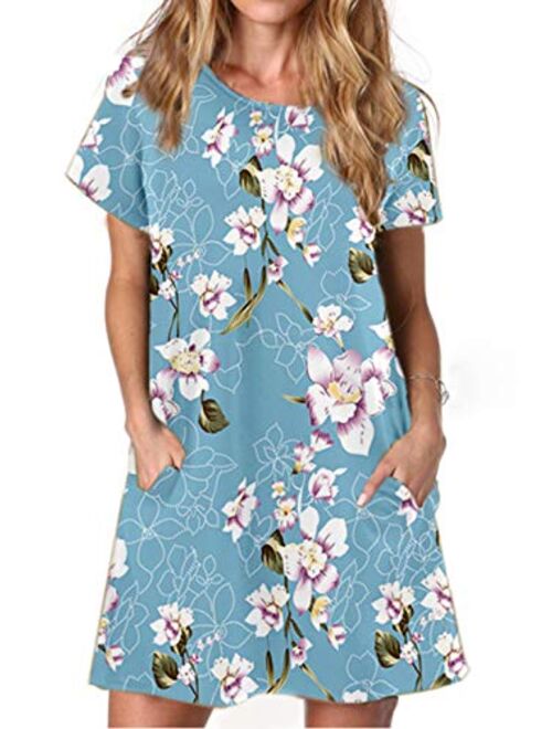 Alaster Women’s Casual Summer T Shirt Dress Loose Short Sleeve Tunic Dress with Pocket for Women