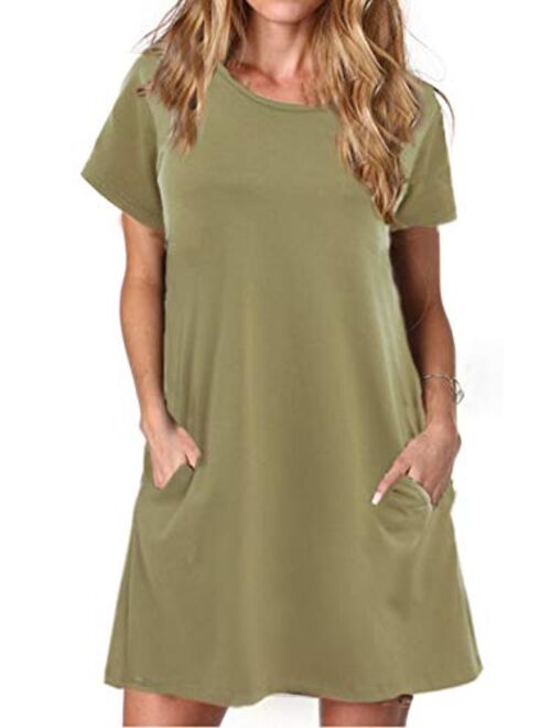 Alaster Women’s Casual Summer T Shirt Dress Loose Short Sleeve Tunic Dress with Pocket for Women