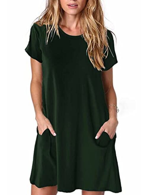 Alaster Women’s Casual Summer T Shirt Dress Loose Short Sleeve Tunic Dress with Pocket for Women