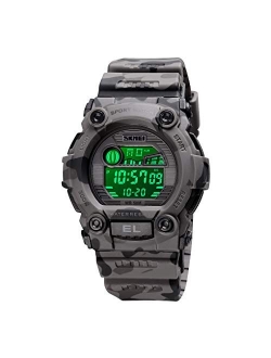 Boys Camouflage LED Sports Kids Watch Waterproof Digital Electronic Military Wrist Watches for Kid with Luminous Alarm Stopwatch Child Watches Ages 3-10