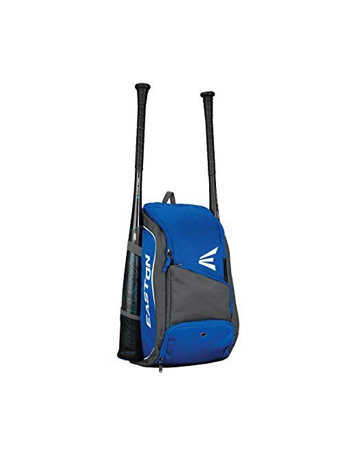 EASTON GAME READY Bat & Equipment Backpack Bag, 2021, Baseball Softball, 2 Bat Pockets or for Water Bottles, Vented Main Compartment, Vented Shoe Pocket, Zippered Valuabl