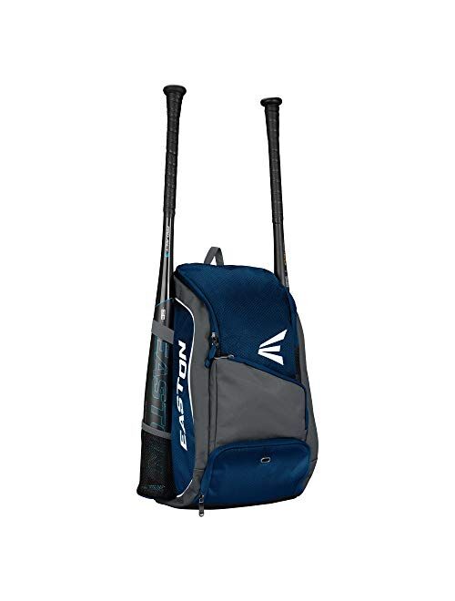 EASTON GAME READY Bat & Equipment Backpack Bag, 2021, Baseball Softball, 2 Bat Pockets or for Water Bottles, Vented Main Compartment, Vented Shoe Pocket, Zippered Valuabl