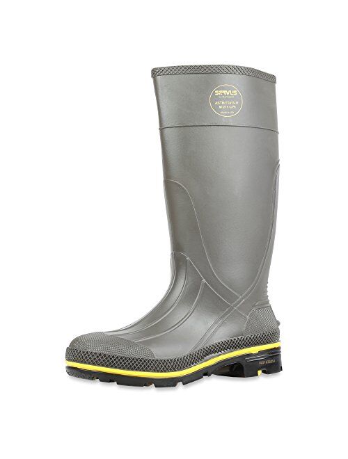 Servus Pro 15" PVC Chemical-Resistant Steel Toe Men's Work Boots, Gray, Yellow & Black (75101)