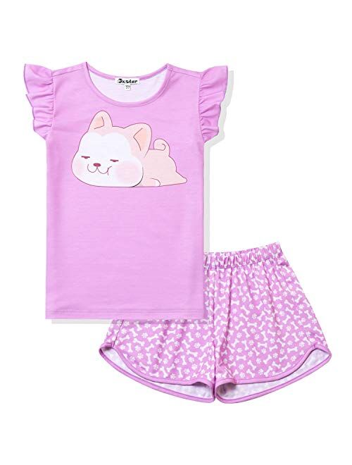 Jxstar Girls Pajamas Sets Unicorn Pjs Flutter Sleeve Night Shirts for Kids