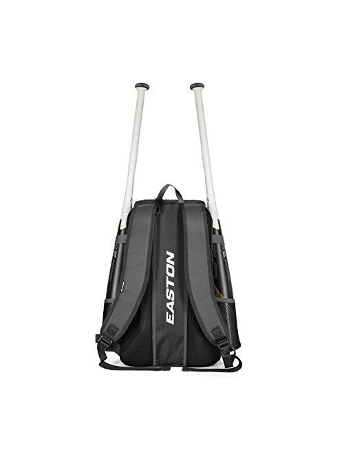 EASTON GAME READY YOUTH Bat & Equipment Backpack Bag, 2021, Baseball Softball, 2 Bat Pockets or for Water Bottles, Vented Main Compartment, Vented Shoe Pocket, Valuables 