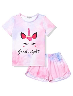 Pajamas Sets for Girls Unicorn Pjs Little Kids Summer Cotton Sleepwear