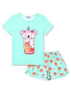 Pajamas Sets for Girls Unicorn Pjs Little Kids Summer Cotton Sleepwear