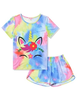 Pajamas Sets for Girls Unicorn Pjs Little Kids Summer Cotton Sleepwear