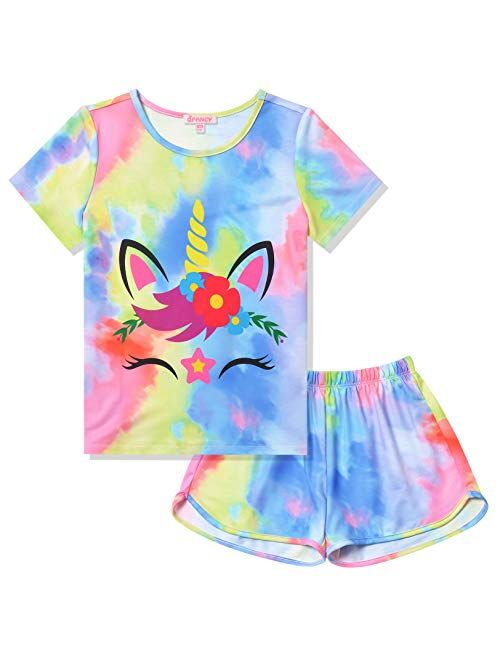 Jxstar Pajamas Sets for Girls Unicorn Pjs Little Kids Summer Cotton Sleepwear