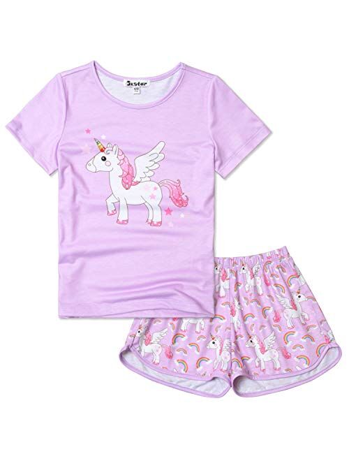 Jxstar Pajamas Sets for Girls Unicorn Pjs Little Kids Summer Cotton Sleepwear