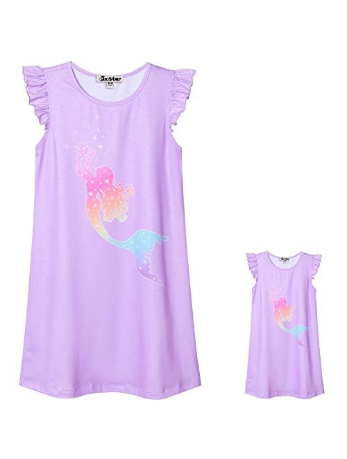 Jxstar Matching Doll & Girls Nightgowns Pajamas Princess Night Shirts Sleepwear