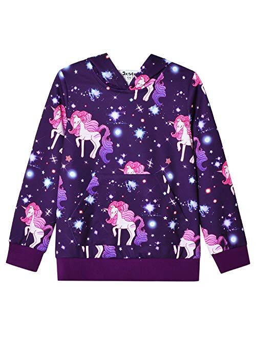 Jxstar Hoodie for Girls Unicorn Cat Sweatshirt Pullover Shirts Clothes for Kids