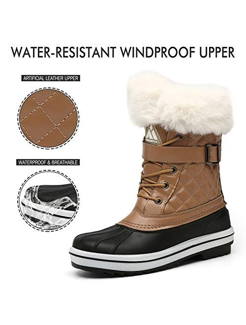 Mishansha Men's Women's Snow Boots Outdoor Warm Mid-Calf Booties Anti-Skid Water Resistant Winter Shoes