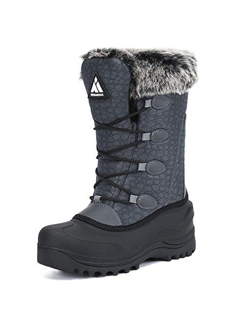 Mishansha Men's Women's Snow Boots Outdoor Warm Mid-Calf Booties Anti-Skid Water Resistant Winter Shoes