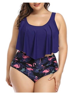 Aqua Eve Women Plus Size Flounce Bikini Swimsuits High Waisted Two Piece Bathing Suits