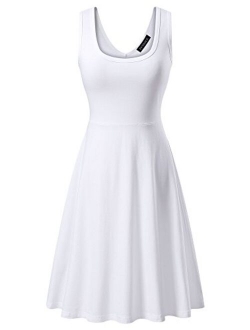 FENSACE Women's Sleeveless Midi Dress Casual Flared Tank Dress