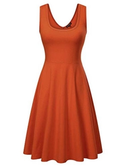 FENSACE Women's Sleeveless Midi Dress Casual Flared Tank Dress