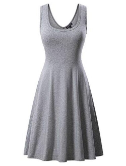 FENSACE Women's Sleeveless Midi Dress Casual Flared Tank Dress