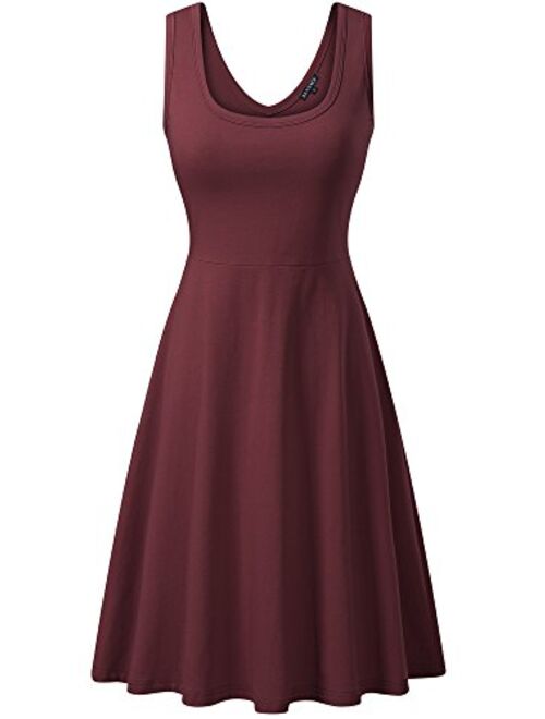 FENSACE Women's Sleeveless Midi Dress Casual Flared Tank Dress