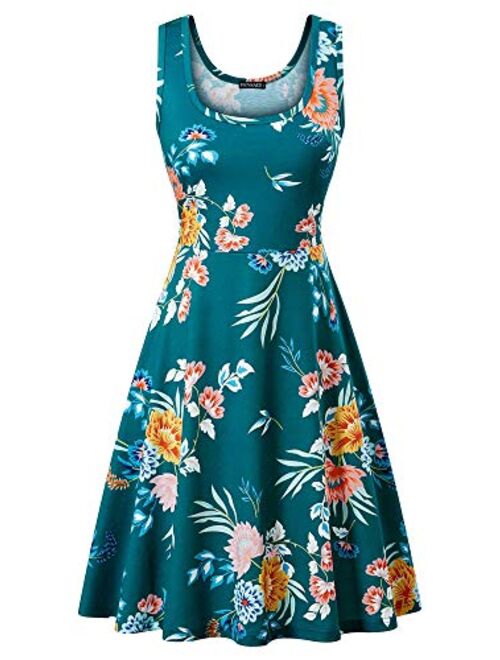 FENSACE Women's Sleeveless Midi Dress Casual Flared Tank Dress