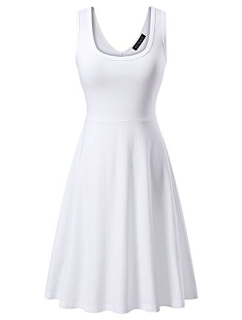 FENSACE Women's Sleeveless Midi Dress Casual Flared Tank Dress