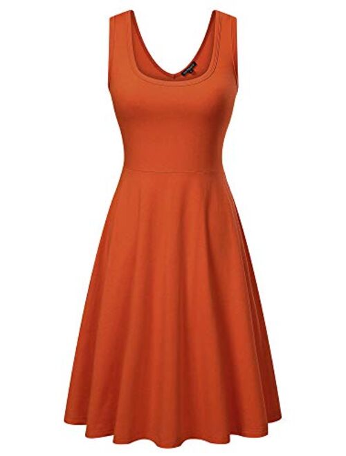 FENSACE Women's Sleeveless Midi Dress Casual Flared Tank Dress