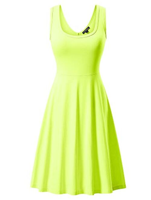 FENSACE Women's Sleeveless Midi Dress Casual Flared Tank Dress