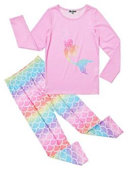 Pajamas for Girls Unicorn Pj Set Kids Long Sleeve Fall Winter Sleepwear