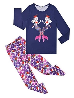 Pajamas for Girls Unicorn Pj Set Kids Long Sleeve Fall Winter Sleepwear