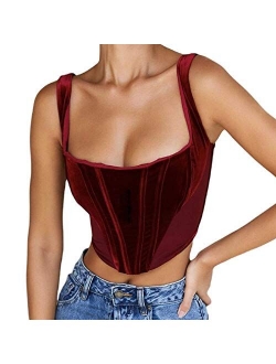 Women’s Corset Crop Top Sexy Push Up Bustier Tank Top