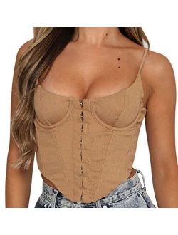 Women’s Corset Crop Top Sexy Push Up Bustier Tank Top