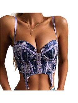 Women’s Corset Crop Top Sexy Push Up Bustier Tank Top