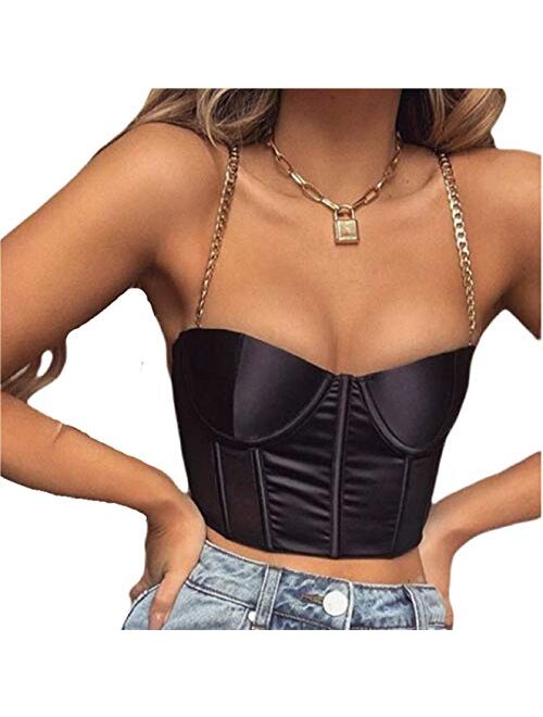 Women’s Corset Crop Top Sexy Push Up Bustier Tank Top