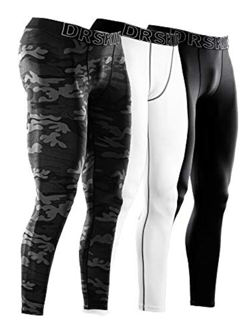 DRSKIN 1, 2 or 3 Pack Men’s Compression Pants Tights Leggings Sports Baselayer Running Workout Yoga Cool Dry