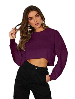 Kyerivs Crop Sweatshirt for Women Crewneck Long Sleeve Workout Tops