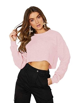 Kyerivs Crop Sweatshirt for Women Crewneck Long Sleeve Workout Tops