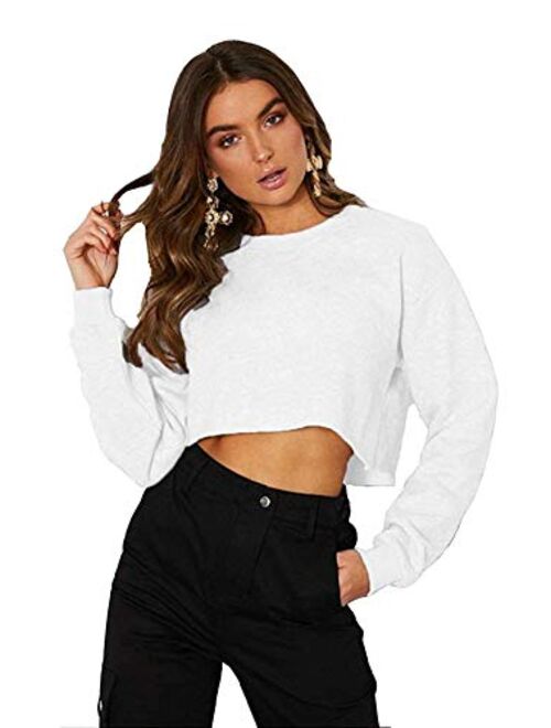 Kyerivs Crop Sweatshirt for Women Crewneck Long Sleeve Workout Tops